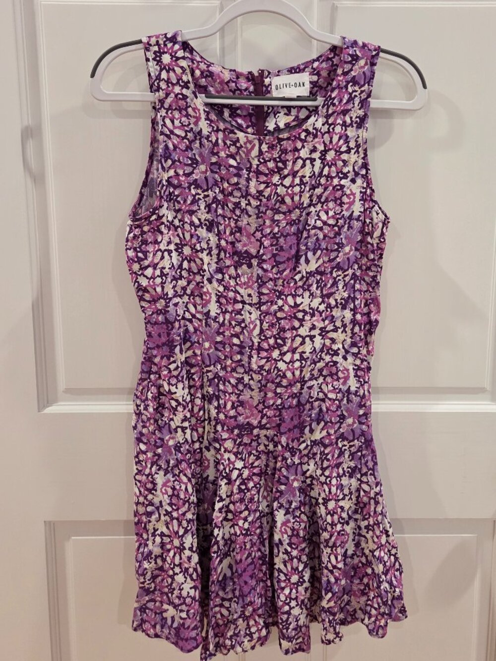 Olive + Oak Short Dress Purple Geometric Pattern